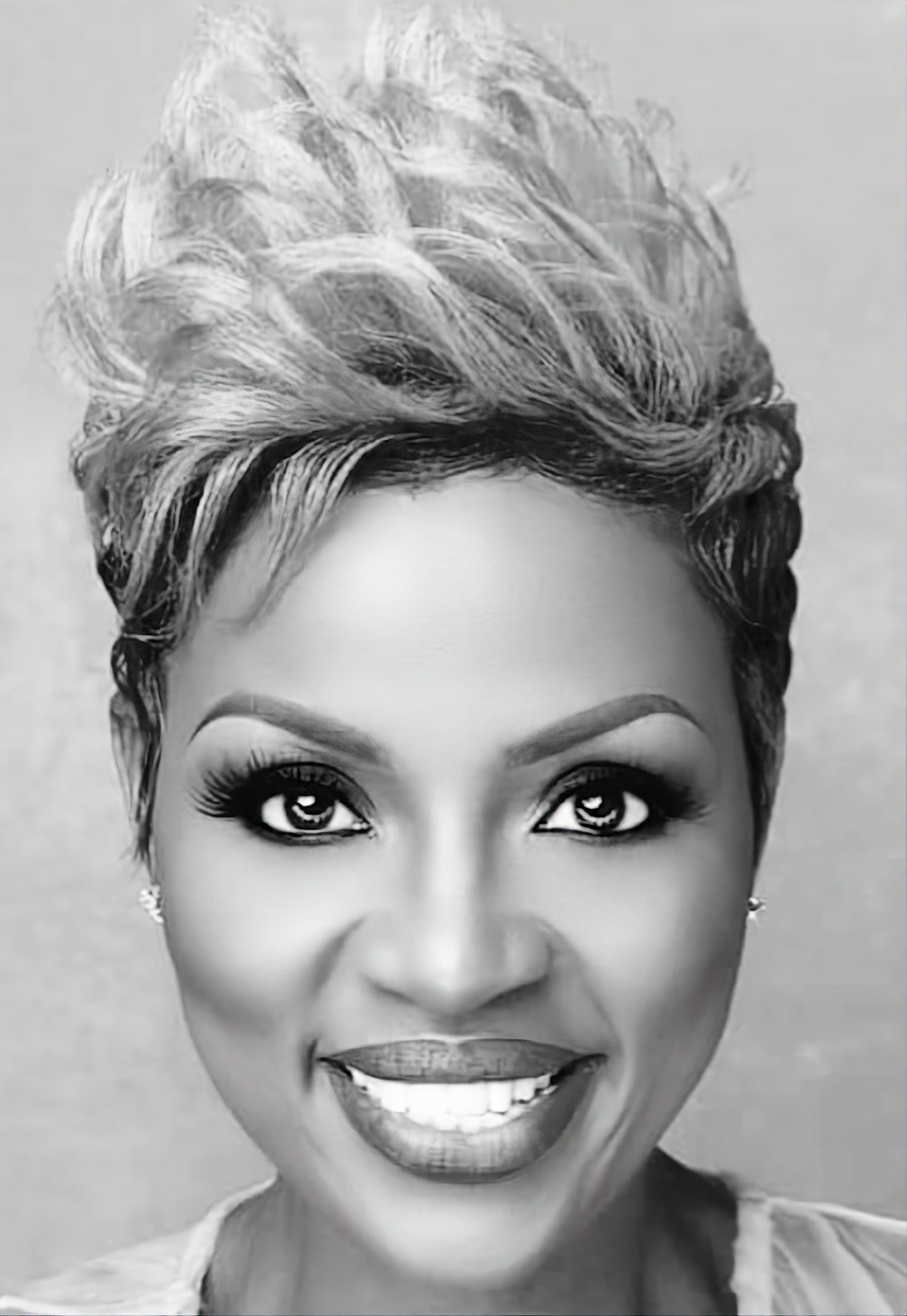 Black and white portrait of Cassandra Robertson